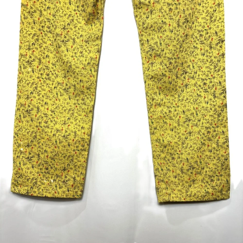 * Rare Vintage 505 Black Label Yellow mod print Jeans 38